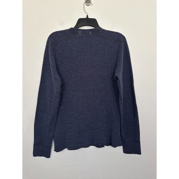 Wallace & Barnes Henley Waffle Knit Long Sleeve Sweater Top Blue Men's Medium - Picture 6 of 7